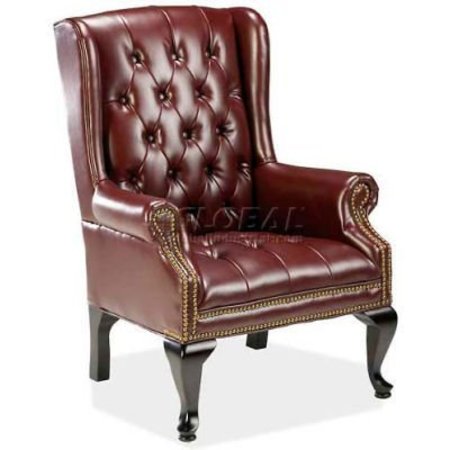 SP RICHARDS Lorell® Queen Anne Reception Chair, 29"W x 31"D x 39-1/2"H, Burgundy Vinyl Seat LLR60605
